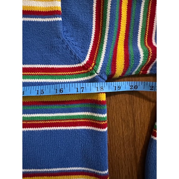 Vintage Ralph Lauren Women's Striped 1/4 Zip Mock Neck Sweater - Picture 5 of 7